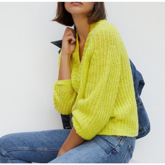 Anthropologie Sweaters - Anthropologie Honore Ribbed Soft Wool Blend Sweater in Yellow